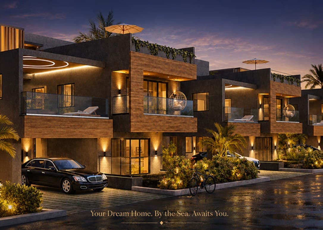 Banyan Bay villa at dusk on East Coast Road, Chennai