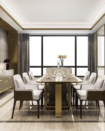 Dining interior within a Bay Royale villa flat